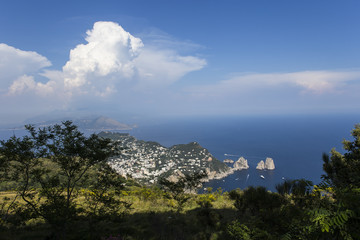Fototapeta na wymiar panorama of Capri island from Monte Solaro, in Anacapri