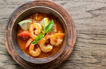 Spicy french soup with seafood