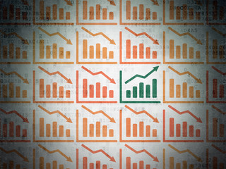 Obraz premium Business concept: growth graph icon on Digital Paper background