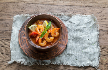 Spicy french soup with seafood