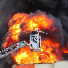  Firefighter and burning house