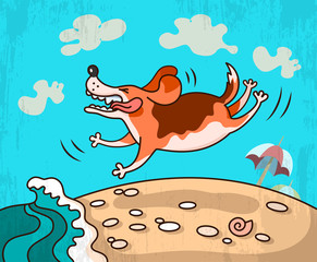 Obraz premium Dog on the beach