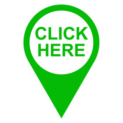 Icono texto CLICK HERE localizacion verde
