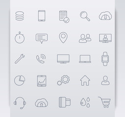25 business, commerce, line blue icons, vector illustration, eps10
