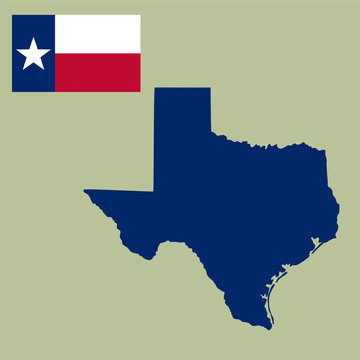 Map Of The U.S. State Of Texas With Flag