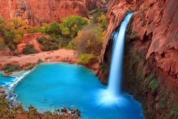 Fotobehang Mooiste watervallen in de Verenigde Staten - Havasu Falls, Supai, Arizona © Juancat