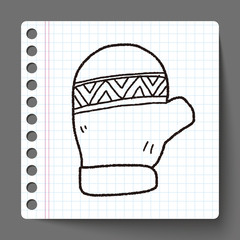 Winter gloves doodle drawing