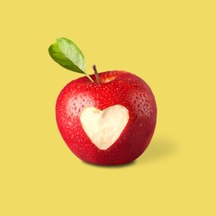 Fototapeta na wymiar Heart Shape, Apple, Love.