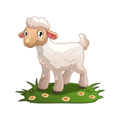Fototapeta premium Little cartoon white lamb