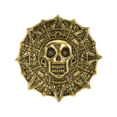 Naklejka premium aztec golden coin on white background