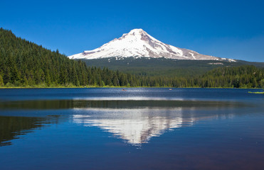 Beautiful Mount Hood reflection in Trillium Lake, Oregon