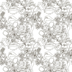 Floral seamless pattern with wildflowers.