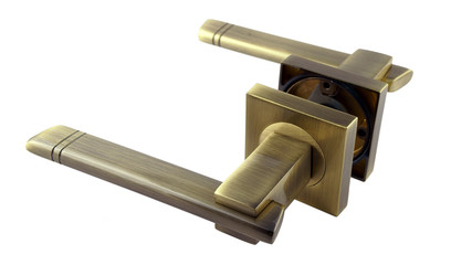 Door handle in bronze on a white background 