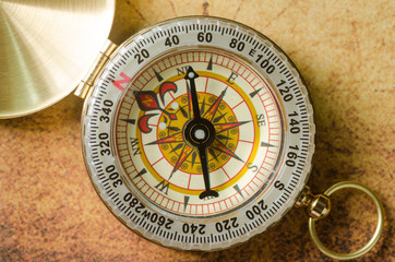 Compass on old map
