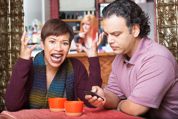 Woman Frustrated with Texting