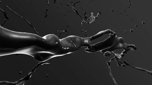 Black Oil with alpha. Slow motion.