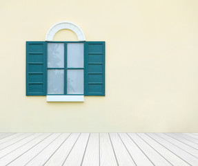 window with wall and wood floor