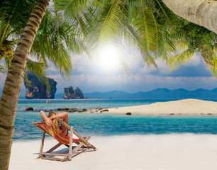 Woman on a tropical beach