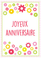 Carte de voeux joyeux anniversaire en vectoriel illustration en français