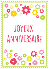 Carte de voeux joyeux anniversaire en vectoriel illustration en français
