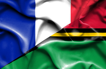 Waving flag of Vanuatu and France
