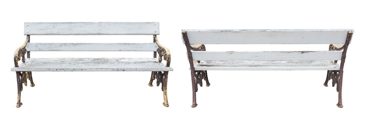 Old of wooden bench isolated on white