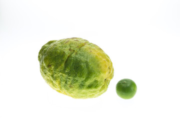 Close up big Thai green lemon isolated on white