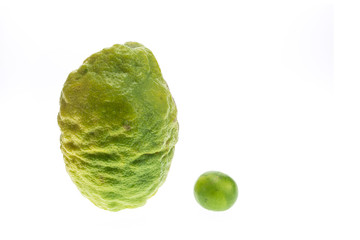 Close up big Thai green lemon isolated on white