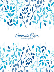 Vector blue forest vertical double borders frame invitation