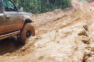 car tires in dirt road
