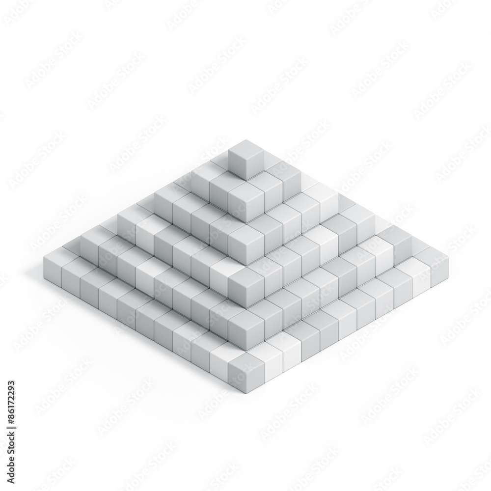 Poster 3d pyramide chart from cubes isolated on white background