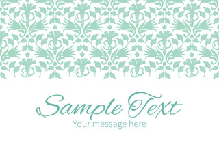 Vector abstract green ikat horizontal border greeting card