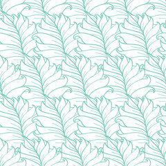 Vector Green Tropical Leaves Texture Seamless Pattern