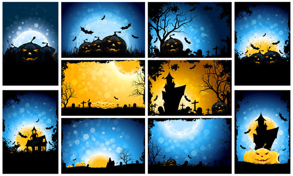 Halloween Party Backgrounds Set