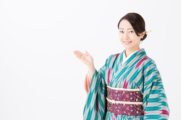 Fototapeta premium portrait of asian woman wearing kimono