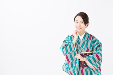 portrait of asian woman wearing kimono