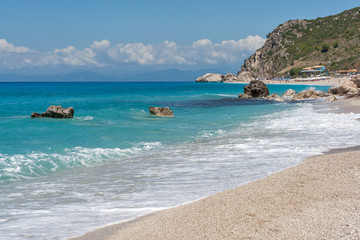Fototapeta na wymiar beach of Kathisma island of Lefkada in Greece