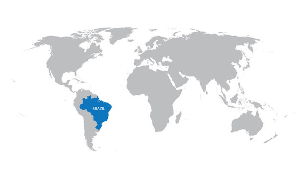 map of the world with indication of Brazil