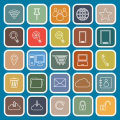 Internet line flat icons on blue background