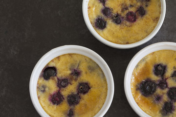 Baked Custard with Blueberries from Above