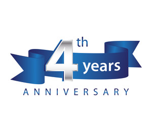 4 Years Anniversary Logo Blue Ribbon