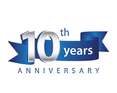 10 Years Anniversary Logo Blue Ribbon