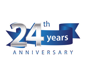 24 Years Anniversary Logo Blue Ribbon