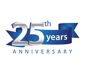 25 Years Anniversary Logo Blue Ribbon