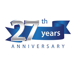 27 Years Anniversary Logo Blue Ribbon