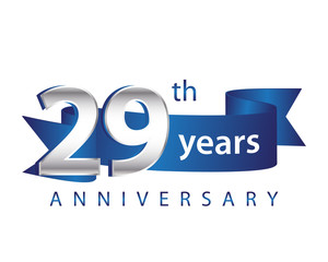 29 Years Anniversary Logo Blue Ribbon