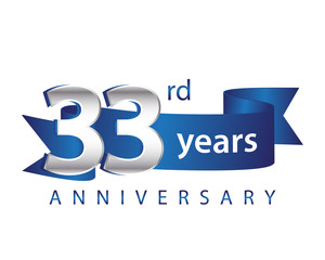 33 Years Anniversary Logo Blue Ribbon