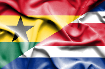 Waving flag of Costa Rica and Ghana