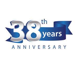 38 Years Anniversary Logo Blue Ribbon
