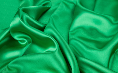 Green silk drapery. 